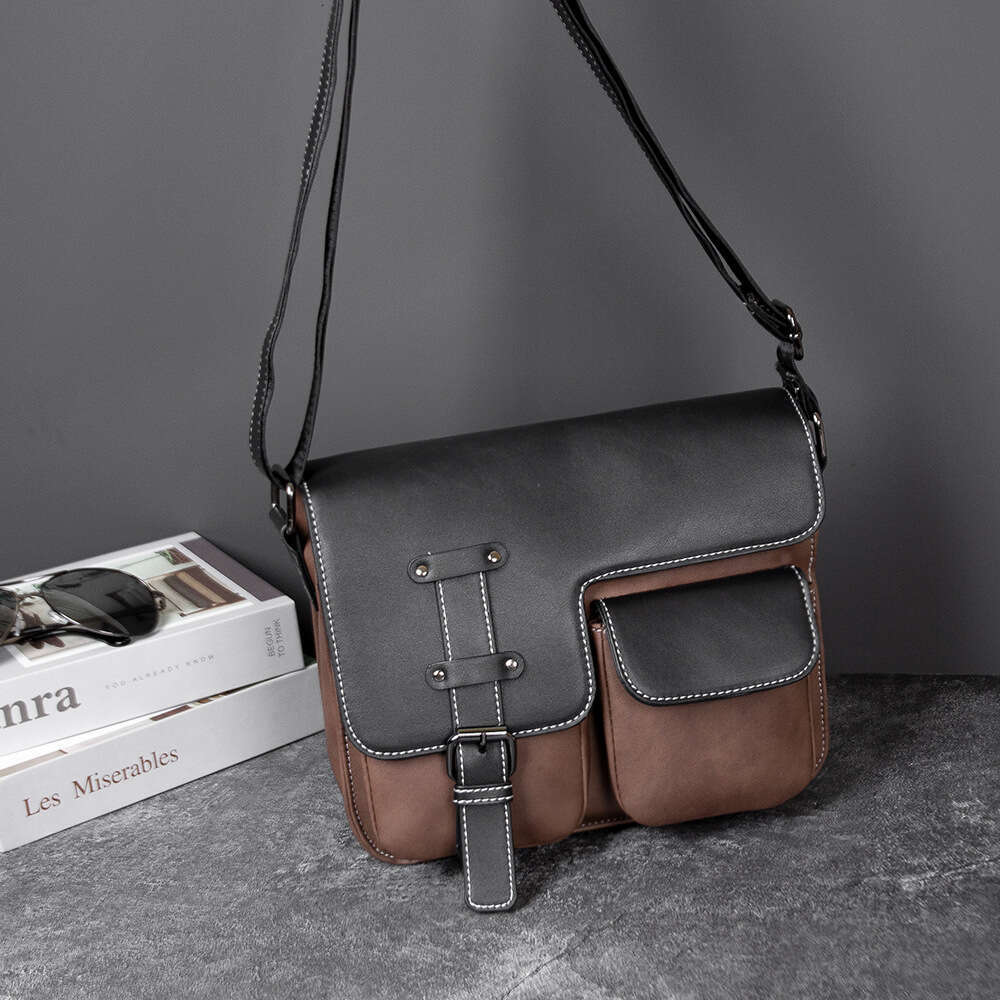 New Matte Leather Single Multi Pocket Business Mens Small Crossbody Messenger Casual Retro Shoulder Bag High Quality Luxury Bag