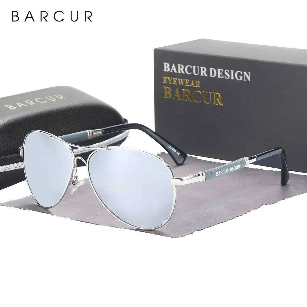 BARCUR Design Memery Frame Sunglasses Polarized For Men Sun Glasses Women Pilot Gradient Lens Eyewear Mirror Shades Y260207