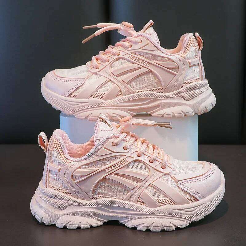 Children Casual Kids for Boys and Girls Solid White Shoes Mesh Breathable Running Sports Tenis Chunky Sneakers H260207