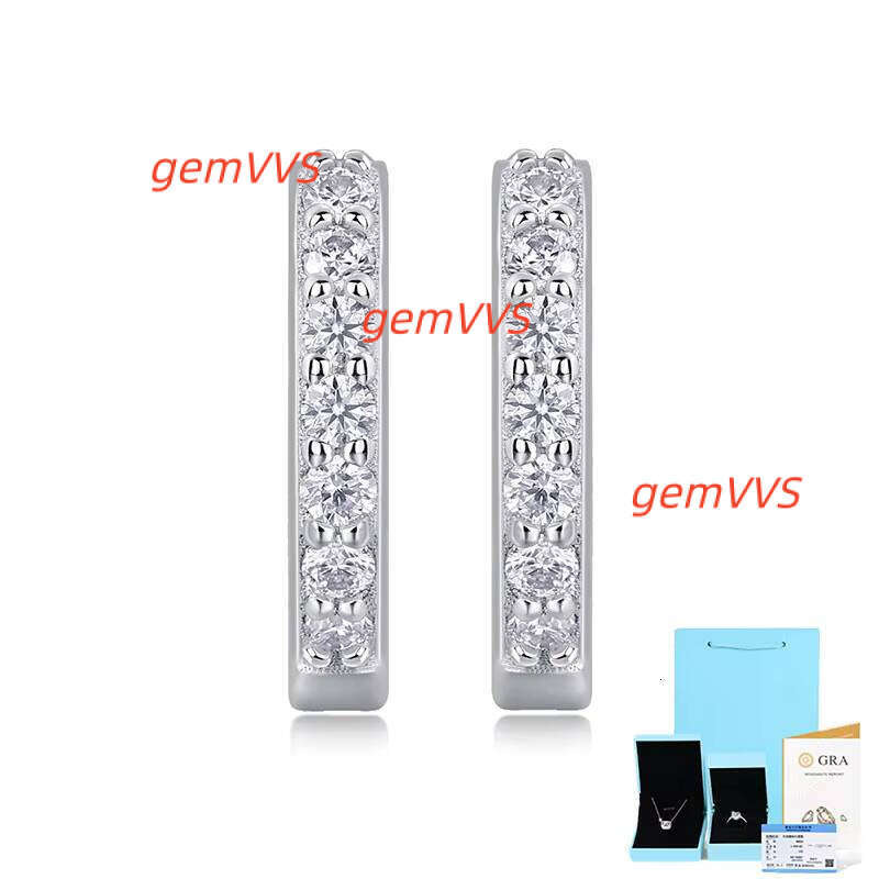 Ready Made Gra Certified 925 Silver 18K Plated Moissanite Hoop Earring For Women,Solid Gold Lab Diamond Custom Available