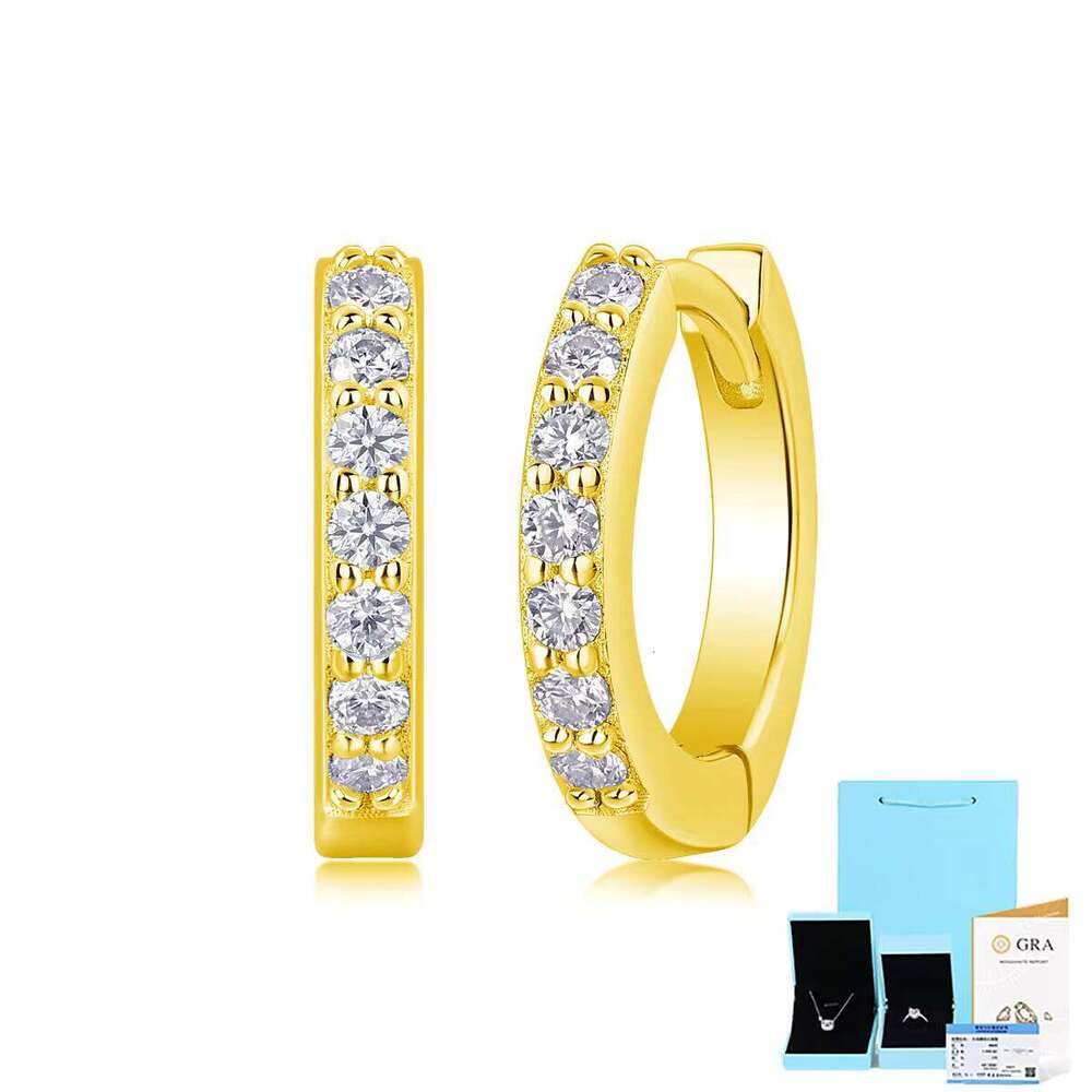 Ready Made Gra Certified 925 Silver 18K Plated Moissanite Hoop Earring For Women,Solid Gold Lab Diamond Custom Available