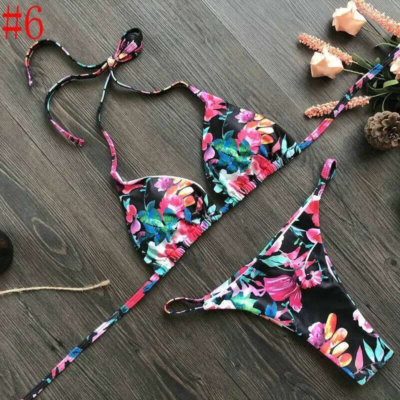 QINJOYER Sexy Brazilian Swimwear 2 Pieces Print Swimsuit Mini Thong Bikini Set Women Biquini Bathing Suits Female C260207