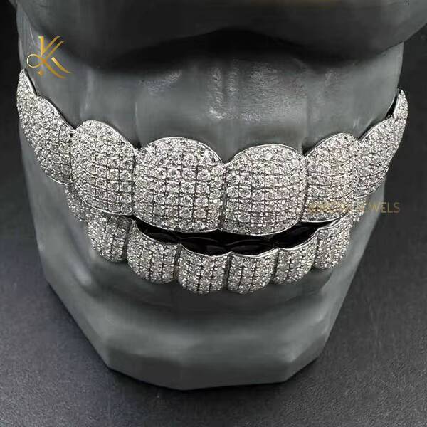 Luxury Moissanite Diamond Teeth Grillz 925 Sterling Silver Mouth Jewelry Perfect For Men And Women Looking For Trendy Bold Look