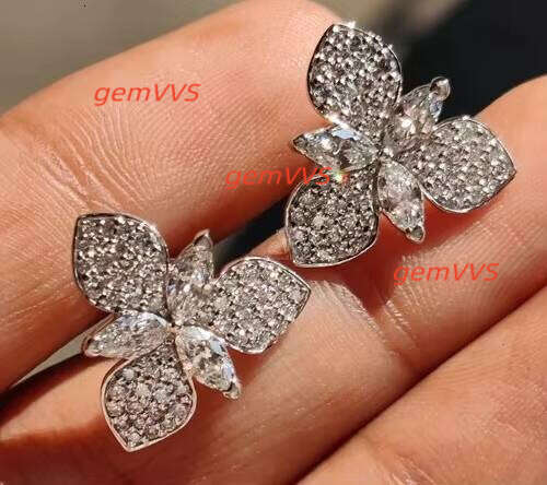 925 Sterling Silver Hip Hop Earring Diamond Moissanite Jewelry