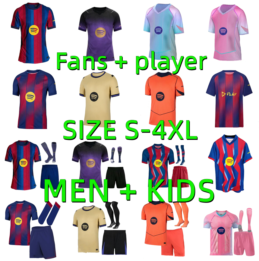 25 26 27 LAMINE YAMAL GAVI barcelona soccer jerseys 2026 2027 Player Version LEWANDOWSKI FERRAN PEDRI F. DE JONG RAPHINHA KESSIE football shirt maillot de foot Men kids