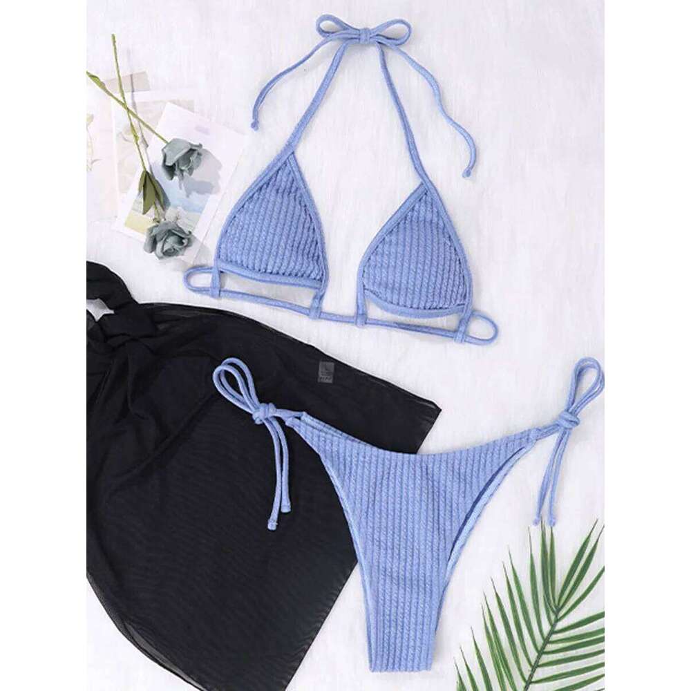 Brazilian Swimsuit Women Sexy Bikini Set Push-up Padded Bra Thong Three Pieces Swimwear Beachwear Bathing Suit Femme C260207