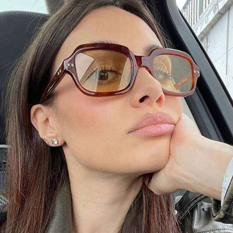 Vintage Punk Rivets Sunglasses Women Thick Frame Sun Glasses Fashion Jelly Color Square Sunshade Eyewear UV400 De Sol Oculos Y260207