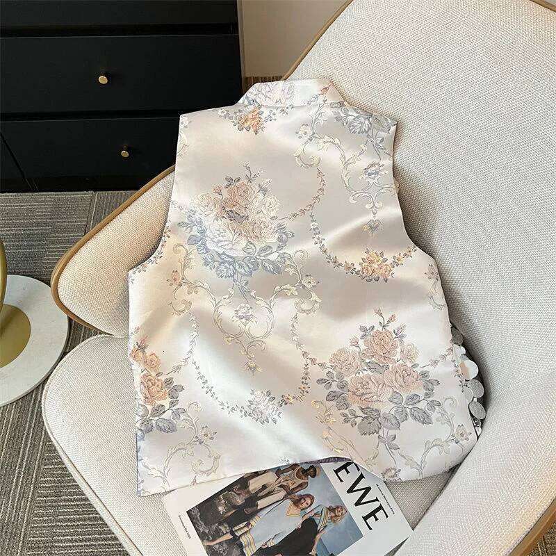 Jackets New Single-Breasted Chinese Style Women's Spring New High-End Popular Sleeveless Vest Jacket