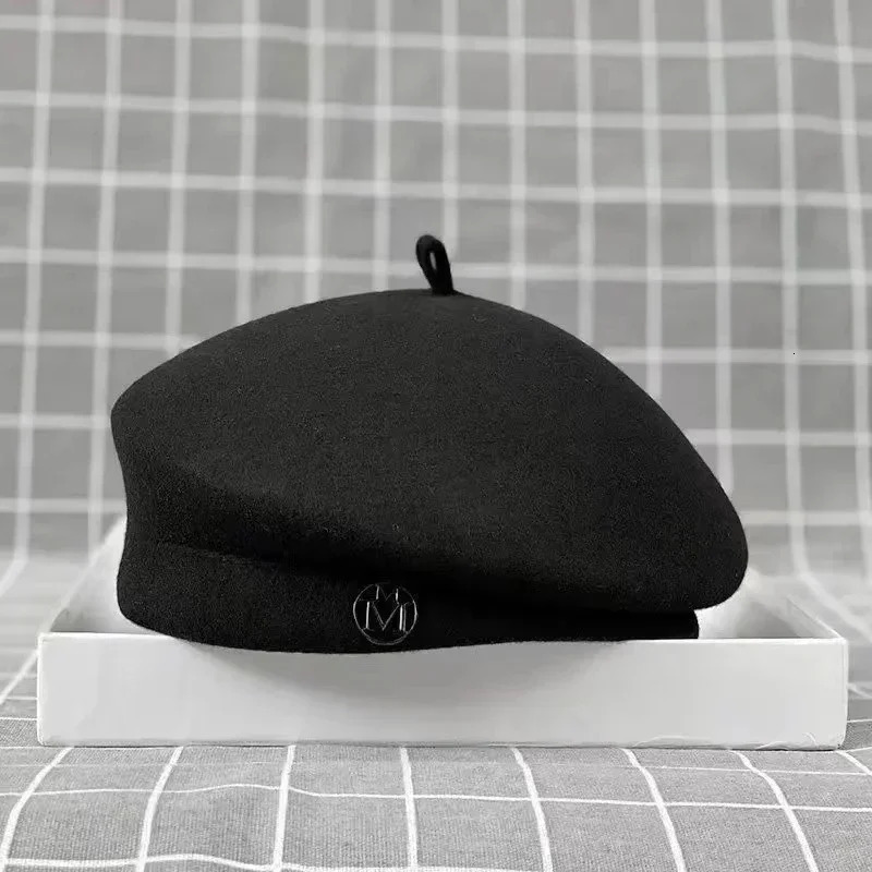 2025 Womens Wool Felt Beret Hat Winter Warm Formal Fedora Pillbox Fascinator Cap - White Black 260205