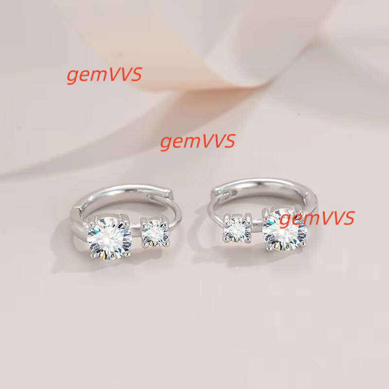 Certificate 4Mm&6.5Mm D Color Moissanite Earrings 925 Silver Trendy Woman Round Diamond Hoops Earring