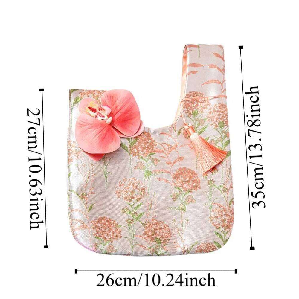 Flower Pendant Tassel Knot Wrist Bag Hanfu Accessories Storage Purse New Chinese Style Handbag Elegant Sweet Small Item Pouch