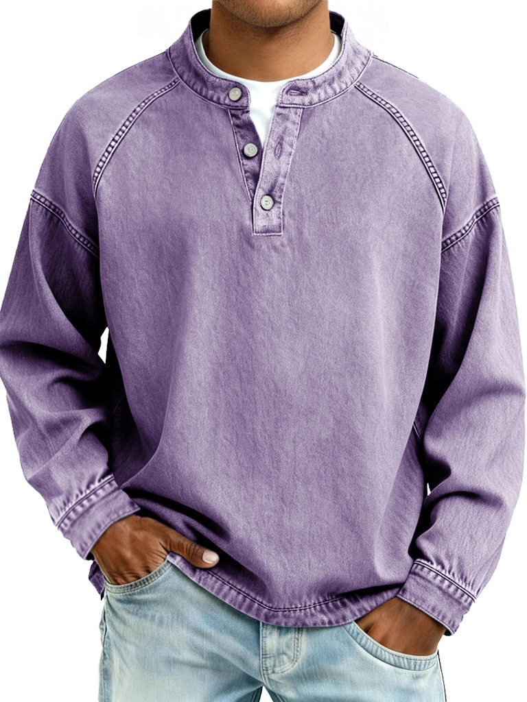 Autumn New Mens Pullovers Sweatshirts Zipper Stand Solid Top Heavyweight Distressed Washed Denim Casual Hoodie For Men Clothing R260208