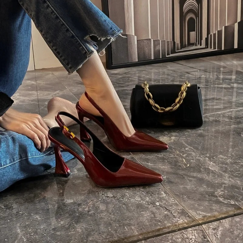 Womens Pumps Sexy Pointe High Heels Sandals Fashion Patent Leather Elegant Temperament Heeled for Women 260208