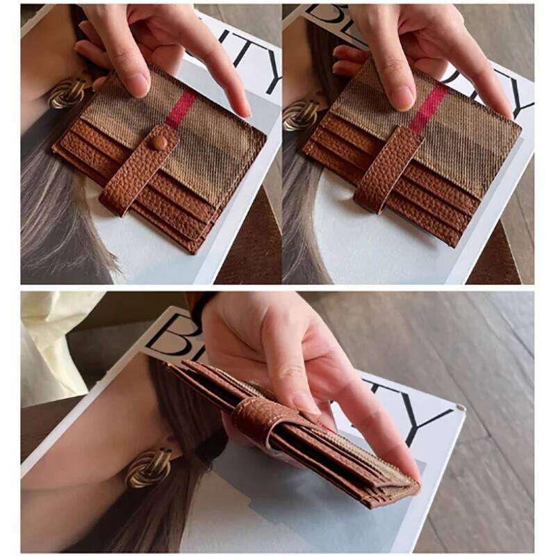 1pc Genuine Leather for Women, Stylish Bi-Fold Slim Mini Wallet, Credit Card Holder Coin Pocket, Snap Closure Y260206