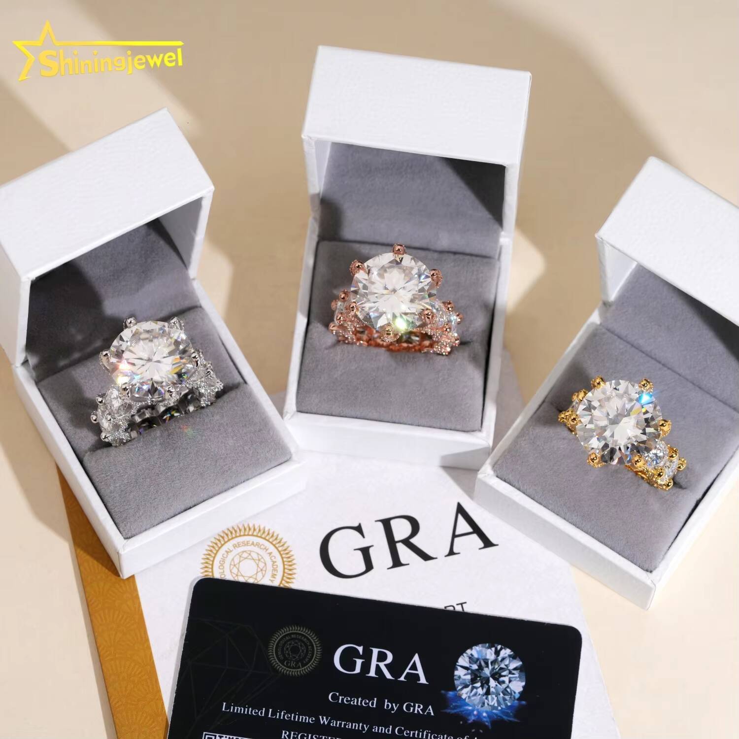 Top Quality 925 Sterling Silver Luxury 20ct VVS Diamond Women Engagement Moissanite Ring