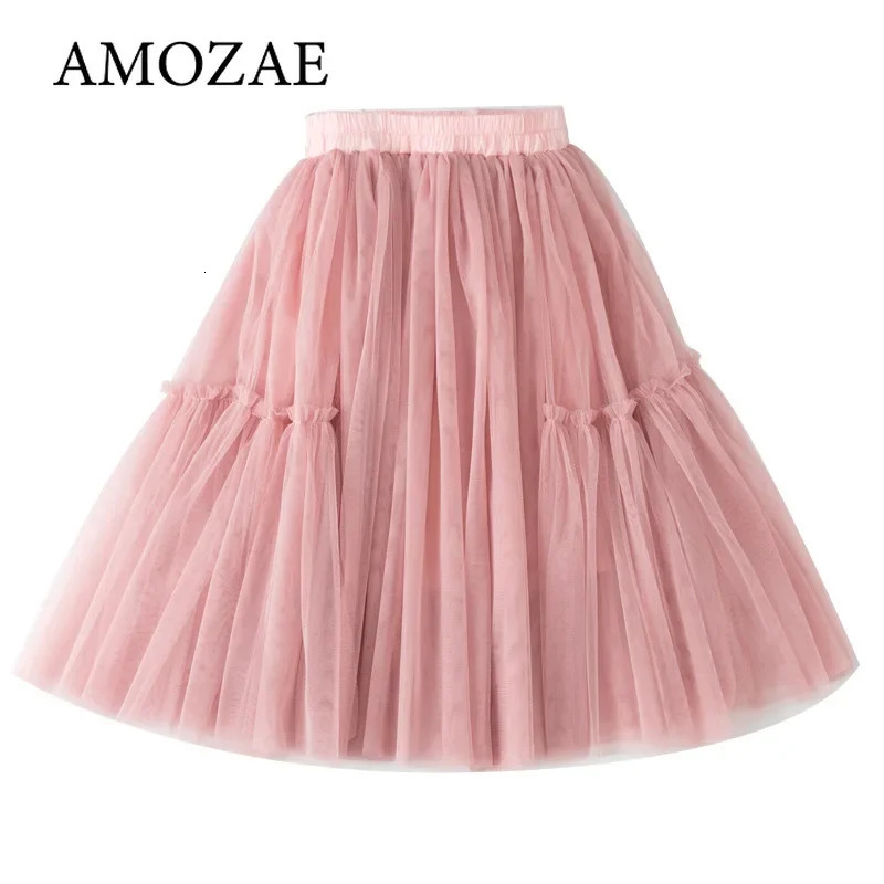Girls Skirts Cotton Lace Tutu Pleated Skirt Black Pink Gray Puff Princess Long Childrens Clothing 4 6 8 10 12Y 260207