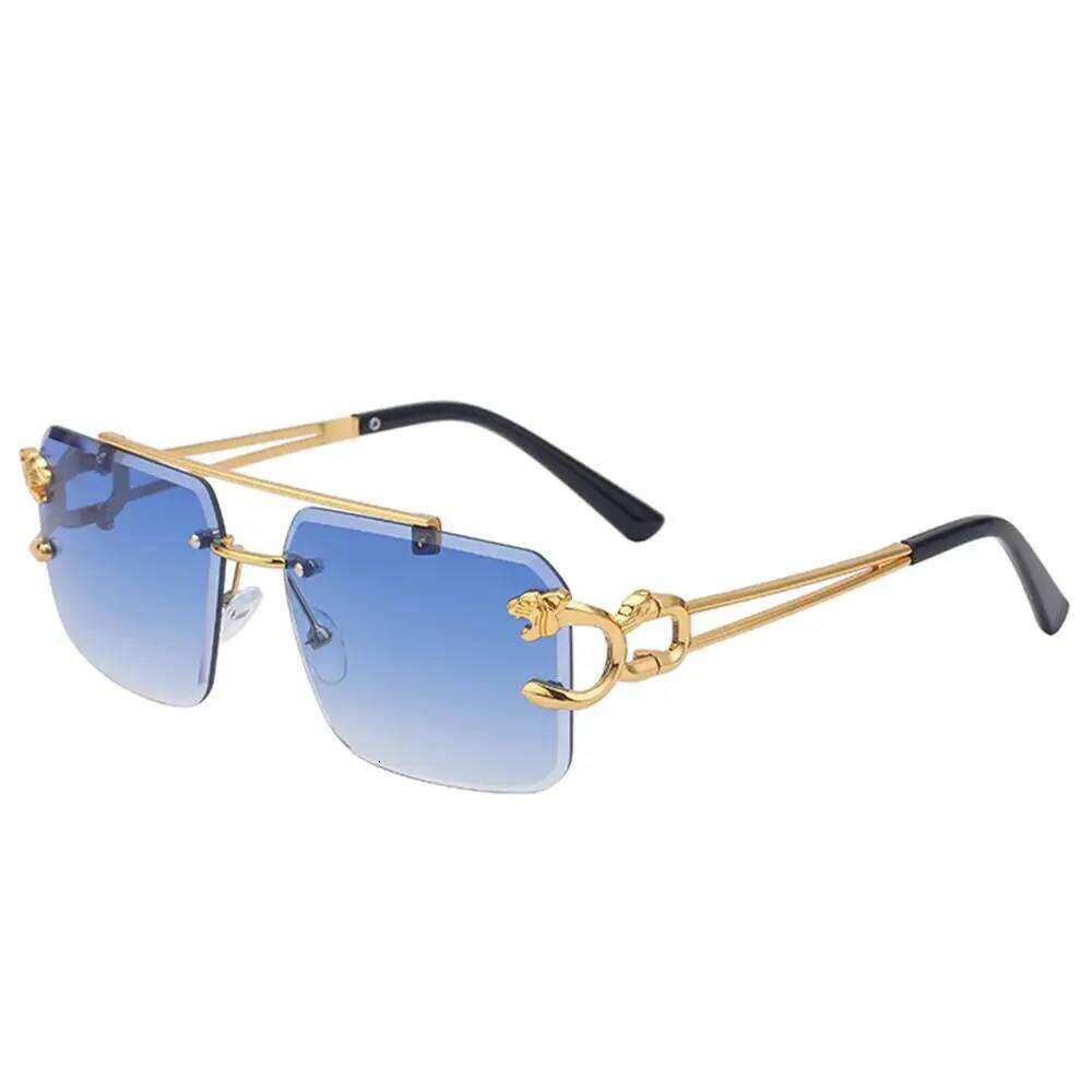 Frameless Shades UV400 Eyewear Cheetah Decoration Rimless Sunglasses for Women Men Metal Steampunk Sun Glasses Y260207