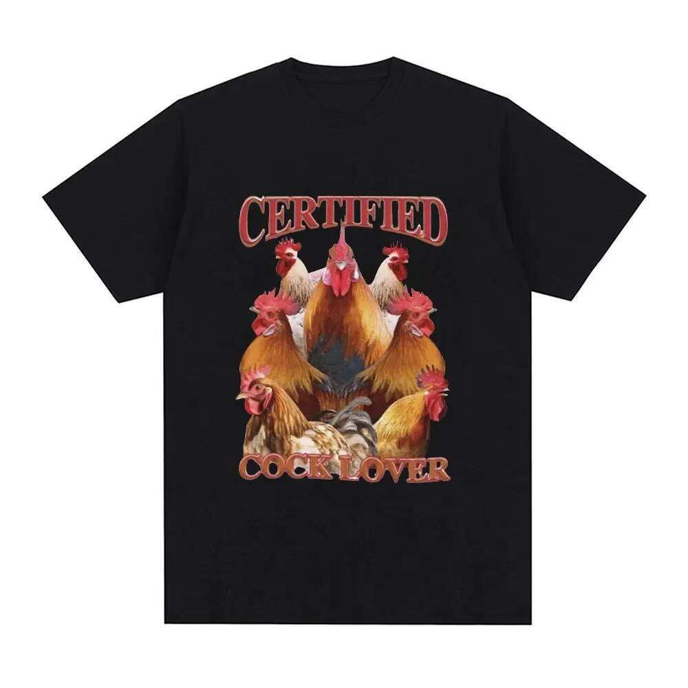 Certified Lover Funny Chicken Meme Women's Casual Short-sleeved T-shirt Streetwear Fashion Graphic Y2K C260207