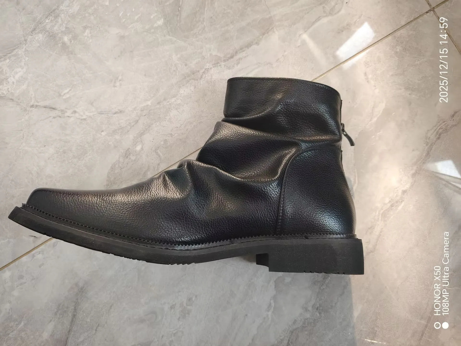 2025 Selling Mens Trendy British Style Large Size Square Toe MidCut Back Zipper Casual Chelsea Boots 260208