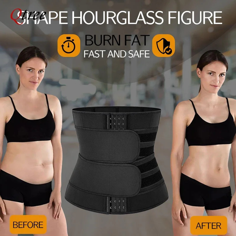 Qtree Women Belly Cincher Body Shaper Corset Plus Size Weight Loss Tummy Control Slimming Sweat Fat Burning Girdle Shapers Belt 260207