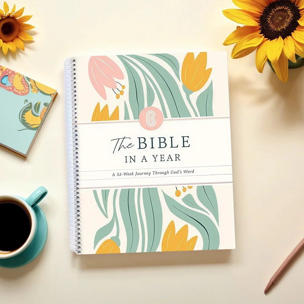 The Bible in A Year Spiral Bible Study Guide Womens Bible Study Plan 52 Week Study Guide Book for Daily Bible Study Notebook 260205