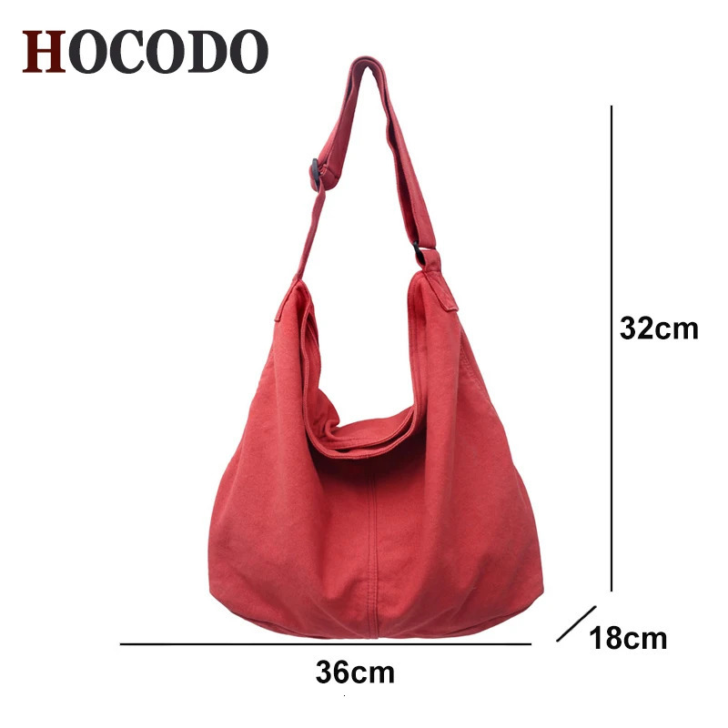 HOCODO Bags for Women Canvas Shoulder Bag Fashion Large Capacity Handbags Female Casual Travel Bags Soft Crossbody Bags 260306