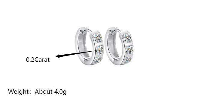 Fine Round Cut 0.6Ct VVS D Color Moissanite Hoop Earrings S925 Silver 18K White Gold Plated Anti Tarnish Jewelry For Women 12/15