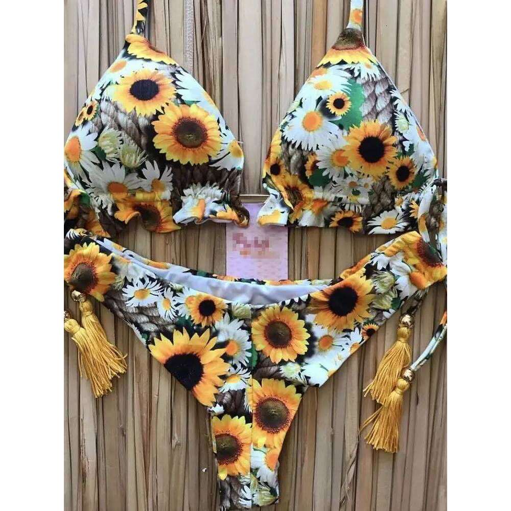 2020 New Bikinis Women Swimsuit Cross Bandage Swimwear Push Up Bikini Set Beach Bathing Suit Brazilian Biquni Print C260207