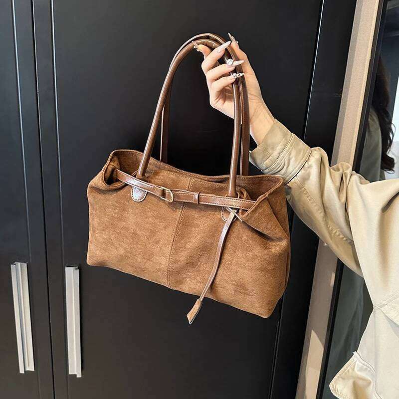 Fashionable Retro Suede Popular European And American Large-capacity Autumn/winter Tote New Simple Commuter Shoulder Bag C260207