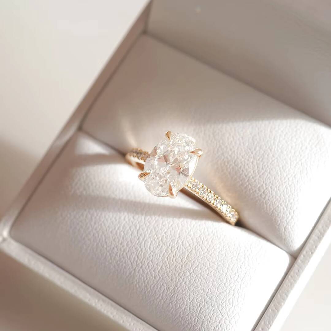 IGI Certified HPHT CVD Lab Grown Diamond Engagement Ring Women 14K 18K Gold Oval Made Created Diamond Ring Jewelry