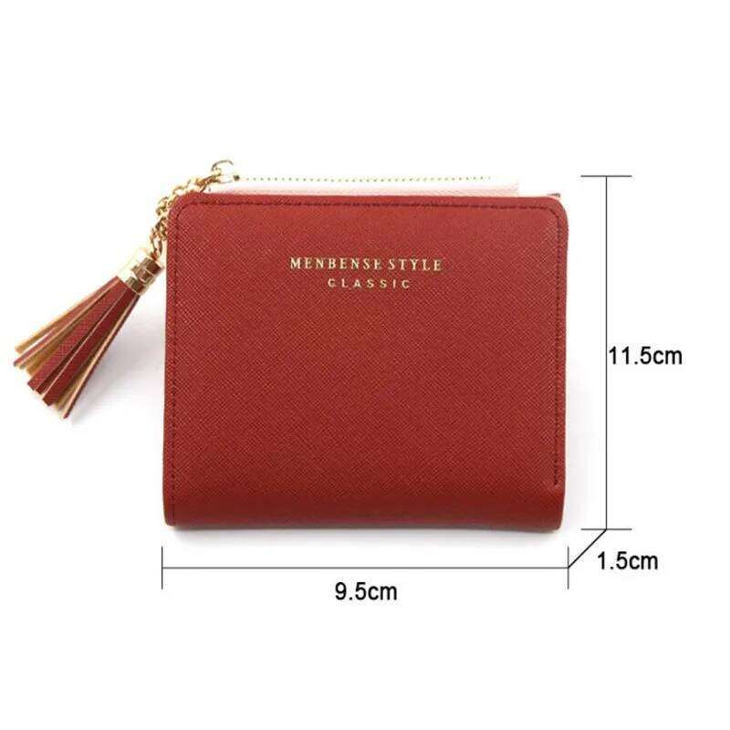 Heart Tassel Small Cute Wallet Short Leather Women Wallets Zipper Purses Portefeuille Female Purse Clutch Bag Y260206