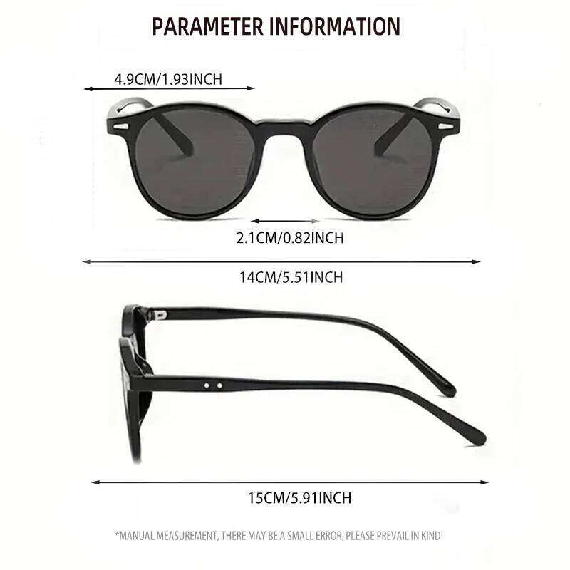 5-pack Retro Solid Color Stylish Round-Framed Glasses, Unisex, Suitable for Driving, Vacation, Street Photography, and Gifting Y260207