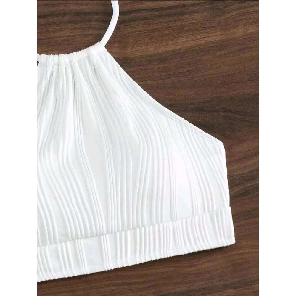 2025 Sexy Wasited Swimsuit Women Solid White Bikini High Neck Swimwear Female Bathers Bathing Swimming Swim Suit Beachwear C260207
