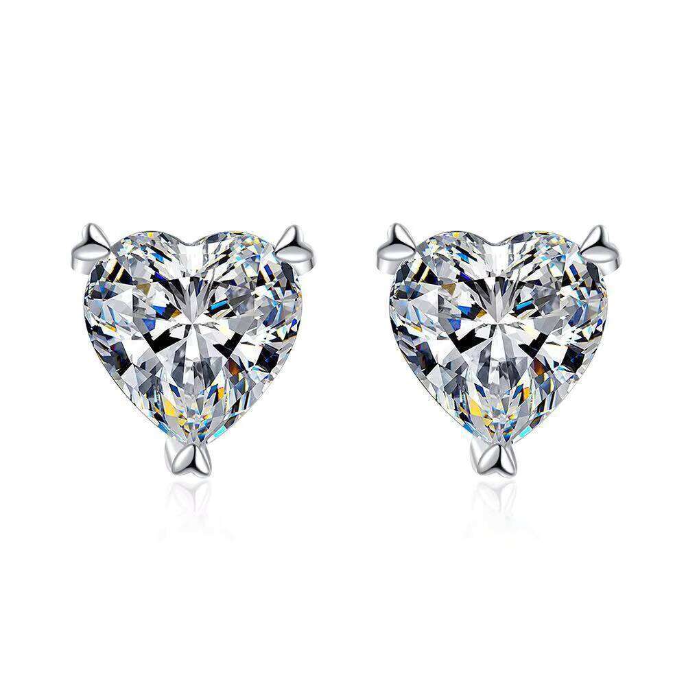 Custom 0.5 1 Carat Heart Brilliant Cut Moissanite Diamond Stud Earring For Women Wedding VVS D Color S925 Silver Fine Jewelry