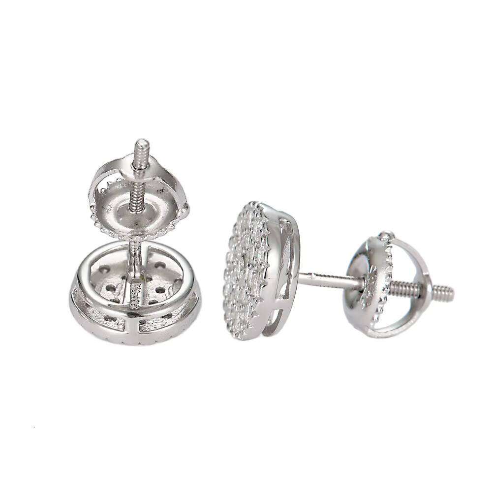 Round Cut GRA Certified 925 Silver VVS Lab Grown Diamond Moissanite White Gold Hiphop Fine Stud Earrings For Women Men