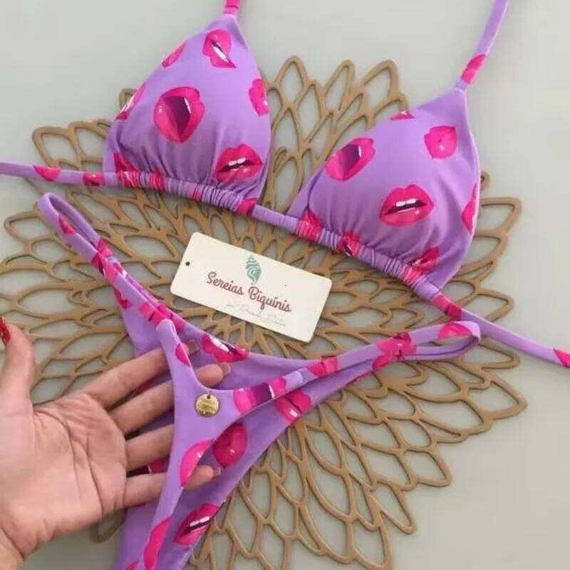 2025 Bikini Women's Split Solid Color Lace-up Sexy Swimsuit 2-piece Set Micro Swimwear C260207