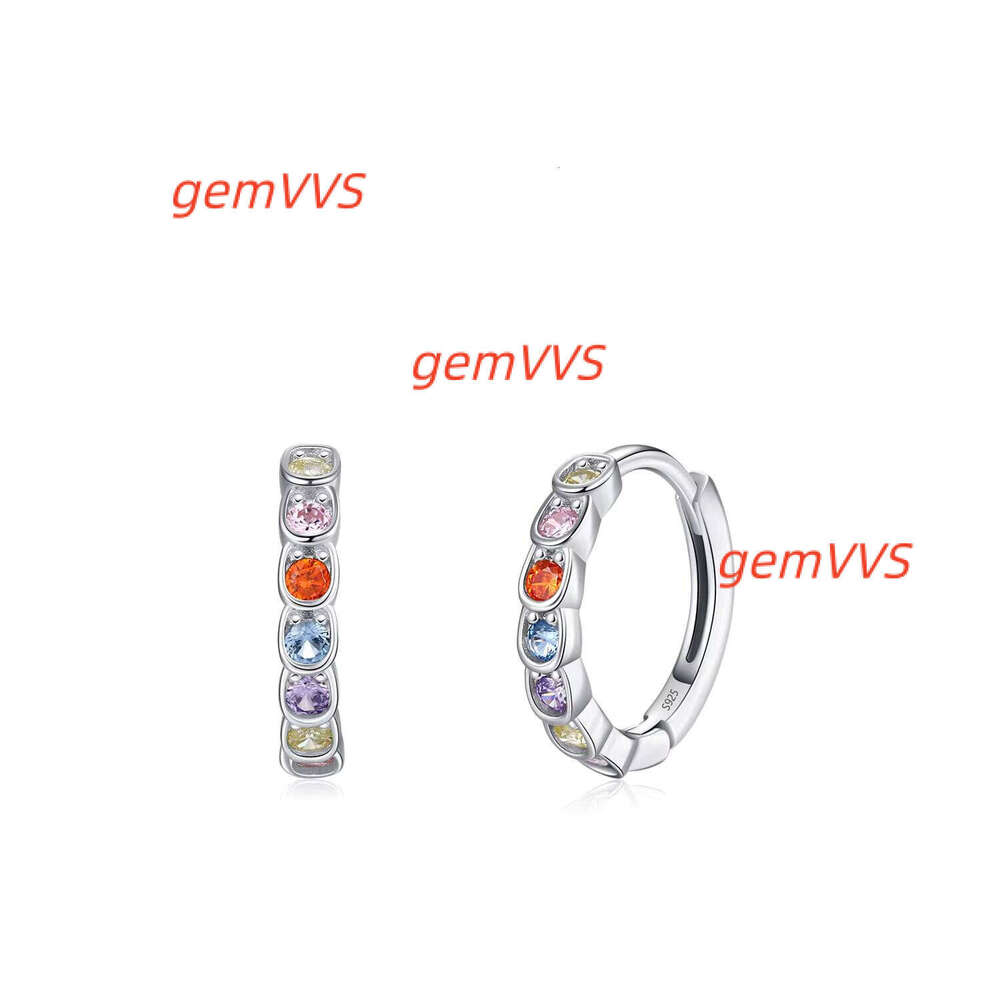 CZ Colorful Zircon Earrings Rainbow Diamond 925 Silver Women's Boutique Jewelry