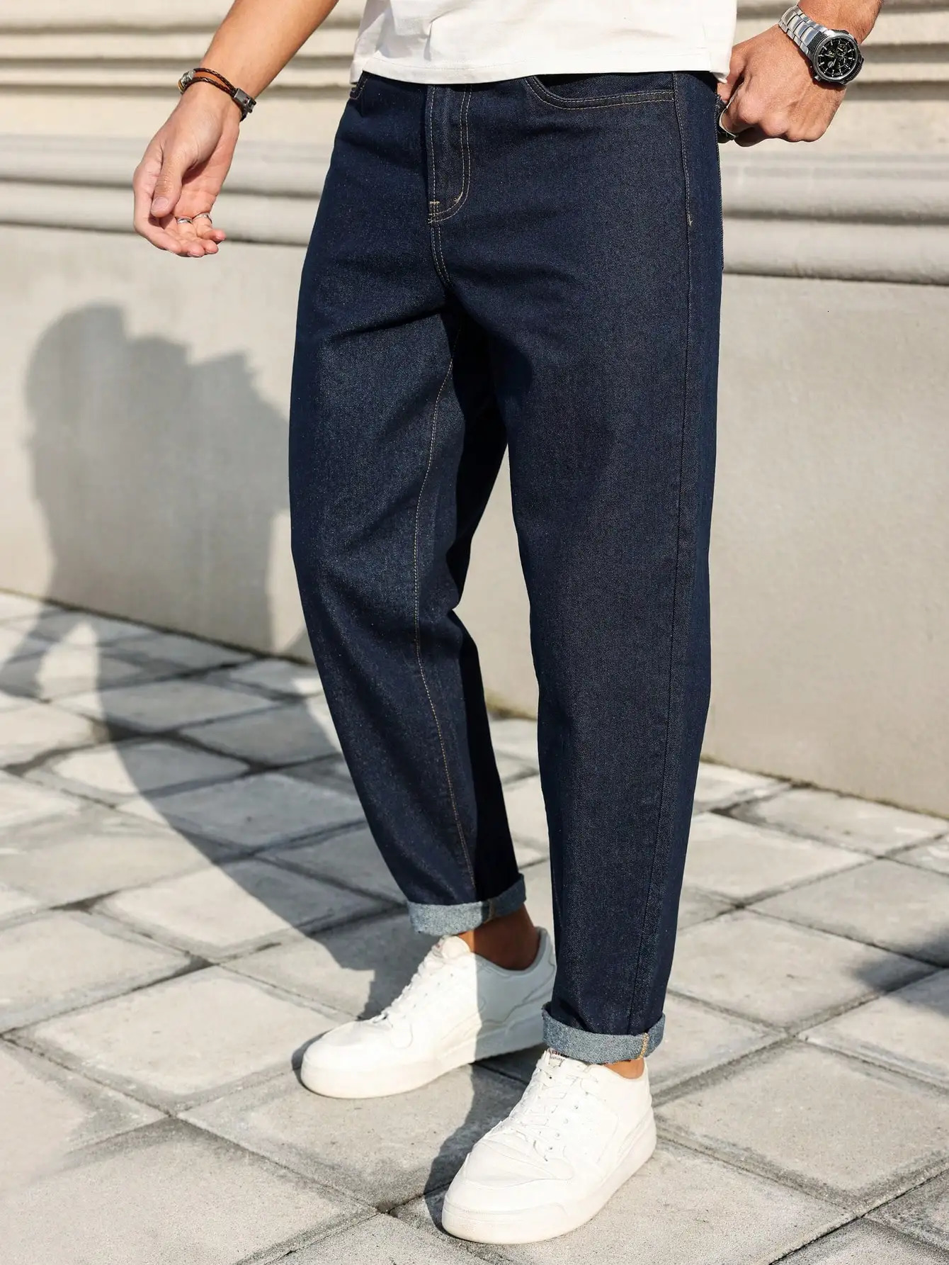 Mens deep blue slimfit fivepocket denim trousers casual and stylish with a slim cut that accentuates long legs versatile 260127