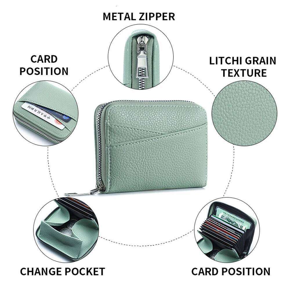 Fashion Holder Layer Zipper Coin Bag PU Leather Lychee Pattern Multi Functional Credit Card Women's Wallet Y260206
