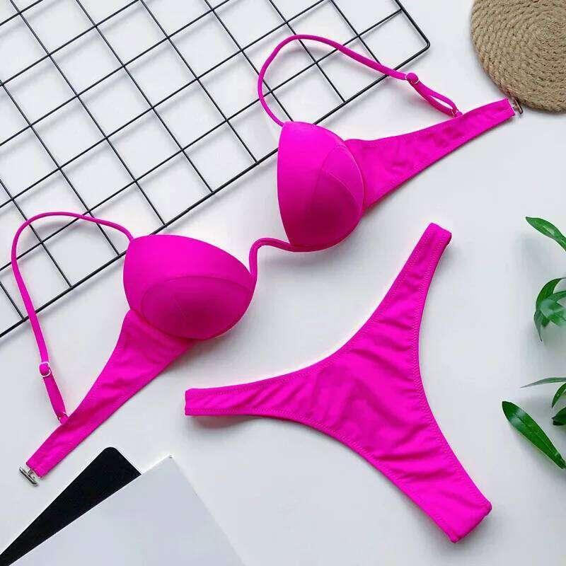 2025 Sexy Red Push Up Sets Ladies Swimwear Underwired Swimsuits Women High Leg Cut Bathers Biquinis Bikinis Femenino C260207