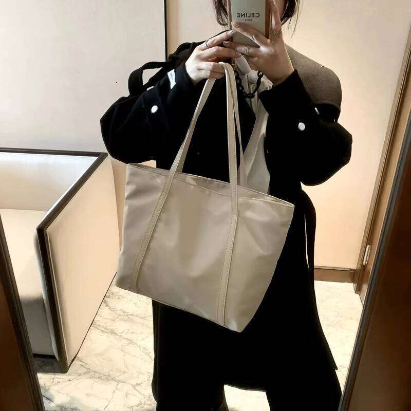 Simple Solid Color Shoulder Bag Handbag Oxford Top-handle Totes Female Large Capacity Shopping Street Zipper Bags for Women C260207