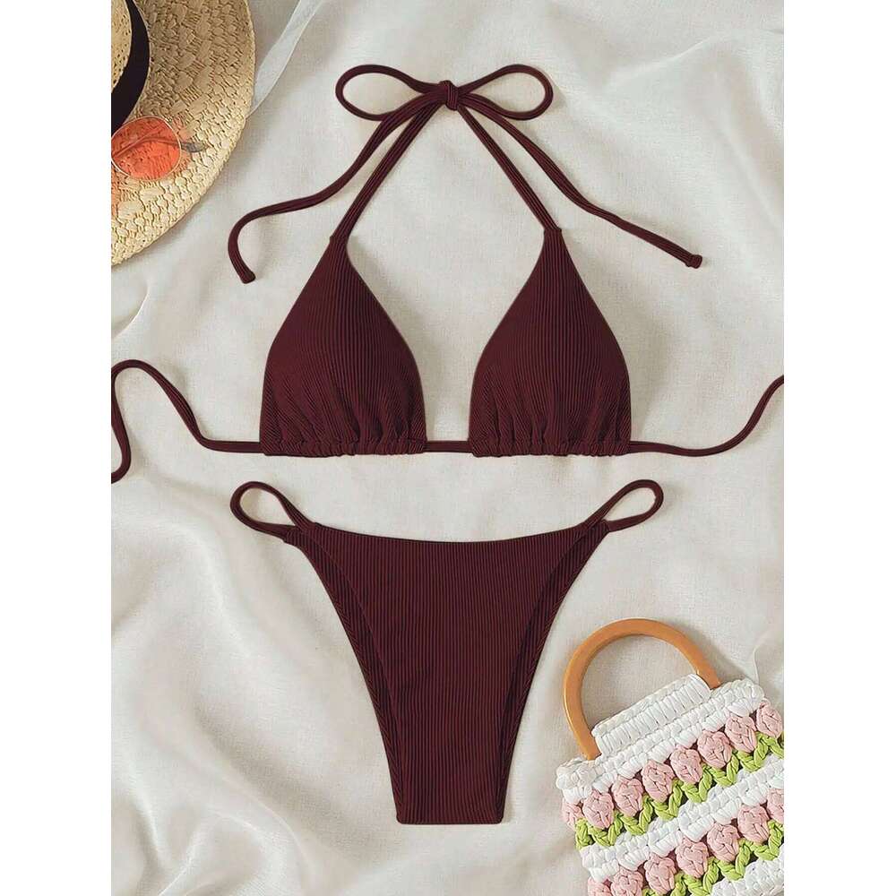 Summer wine red sexy bikini outerwear set suitable for women to take photos at the seaside hot spring C260207