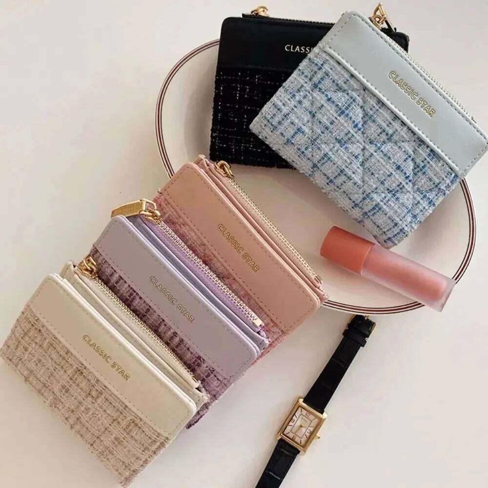 Women Mini Cute PU Leather Thread Short Wallet Ins Large Capacity Retro Fashion Coin Money Bag Y260206