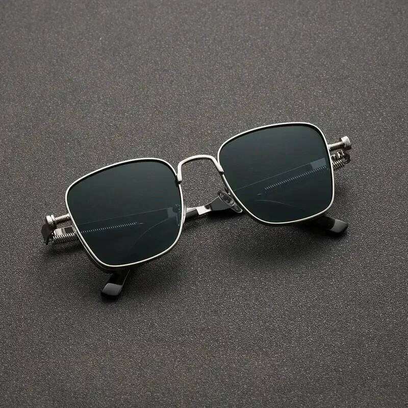 New Men Sunglasses Retro Spring Leg Driving Outdoor Sports Metal Rectangular Decorative Glasses Women Uv400 Y260207