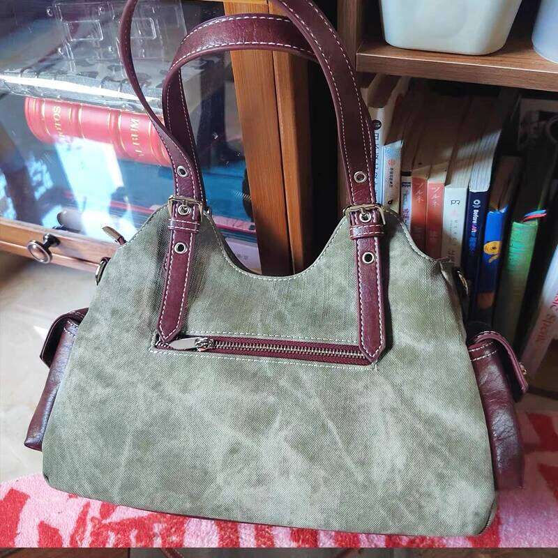 Moto & Biker Bags For Women Luxury Designer Handbags Purses 2024 New Canvas With PU Rivet Top Handle Y2K Small Underarm Shoulder C260207