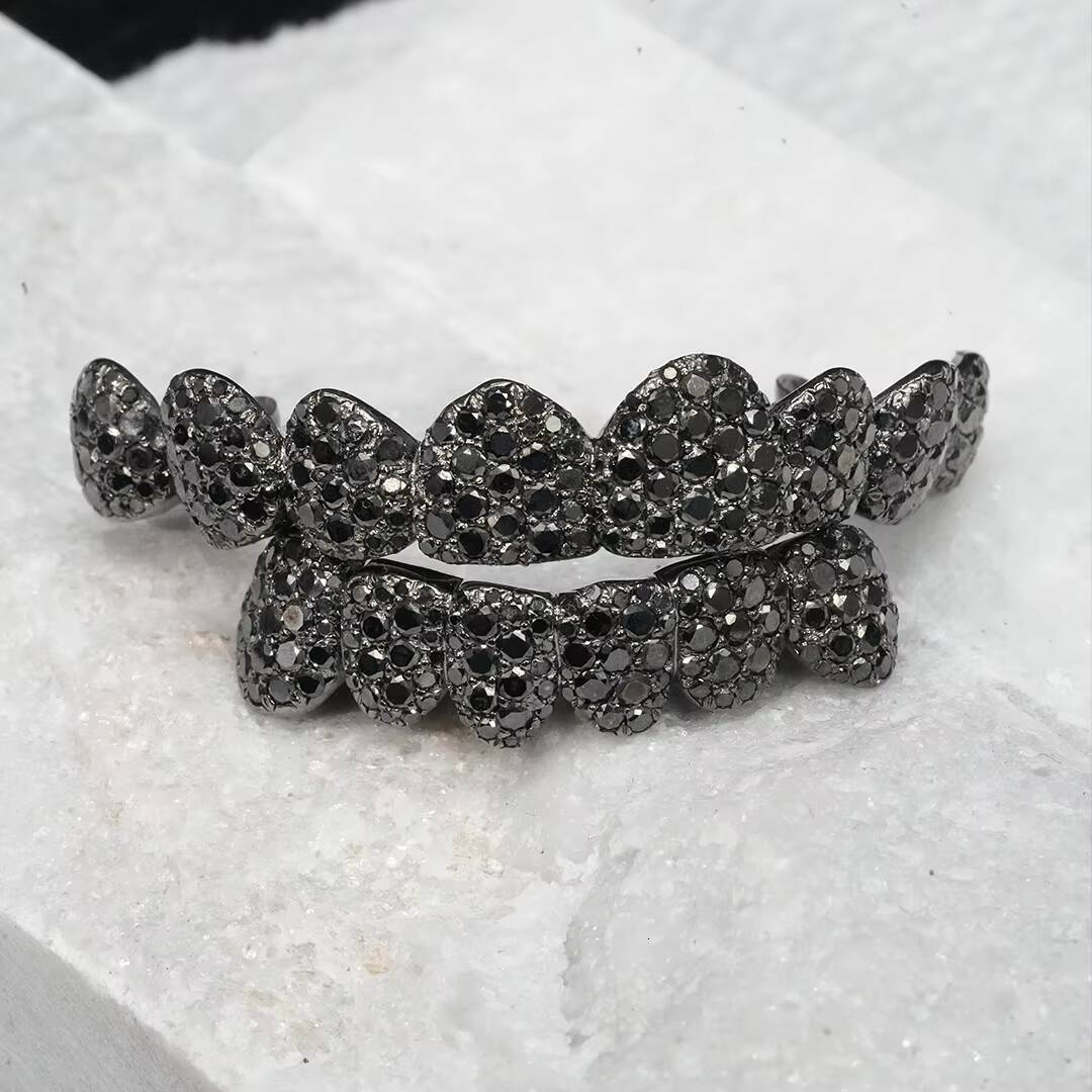 925 Silver Custom Bustdown Snowset Mosaic Set Grillz VVS Brilliant Moissanite Diamond Teeth for HipHop Jewelry GIA Gift