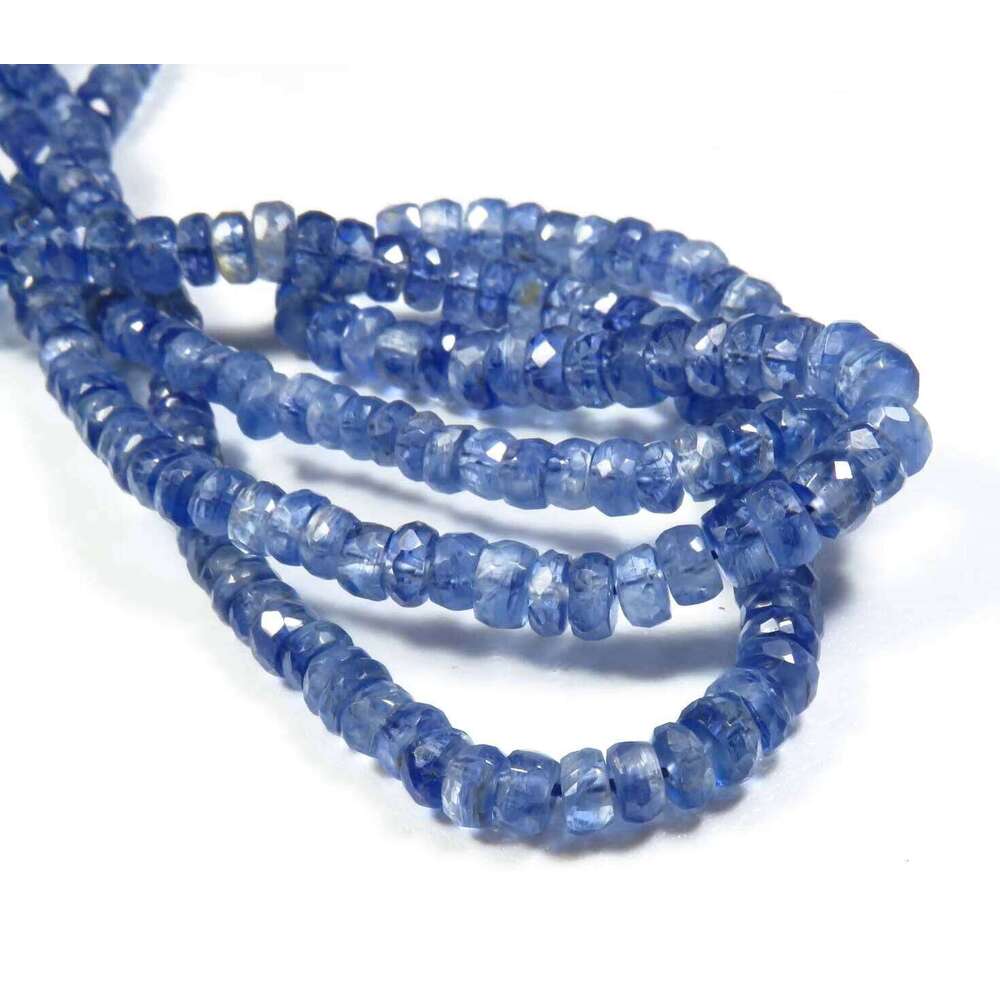 Kyanite Gemstone Faceted Rondelle Beads 3.5-6Mm Natural Blue CNAS Certified Jewelry Making 0.45-0.50Mm Hole Diameter Bh4197 NP