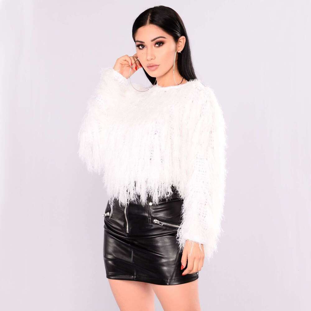 European and American Women s Autumn Winter Coat Wish Hot Selling Handmade Tassel Knitted Pullover Sweater luanyun