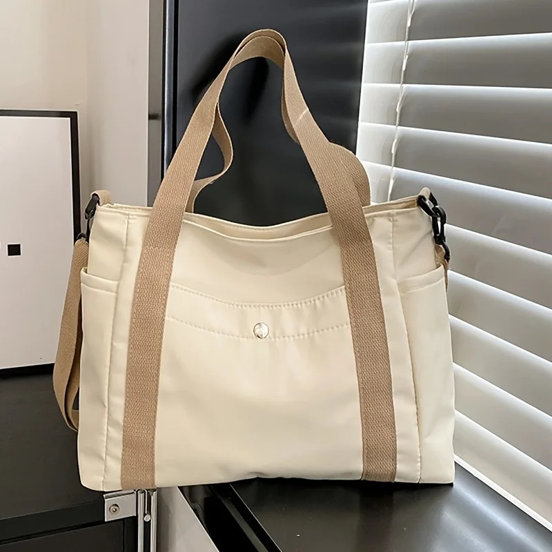 Large Capacity Nylon Crossbody Bag Casual Solid Color Messenger Shoulder Bag with Removable Strap260128