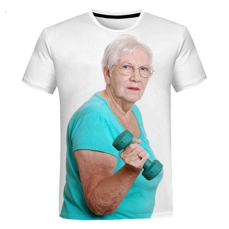 2024 Summer New Creative Lady Licking Red 3D Printed Cute Grandma Funny Popsicle T-shirt Casual Loose Top C260207